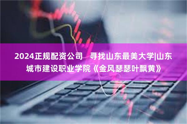 2024正规配资公司   寻找山东最美大学|山东城市建设职业学院《金风瑟瑟叶飘黄》