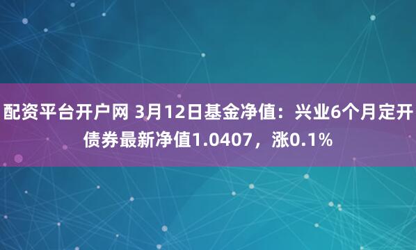 配资平台开户网 3月12日基金净值：兴业6个月定开债券最新净值1.0407，涨0.1%