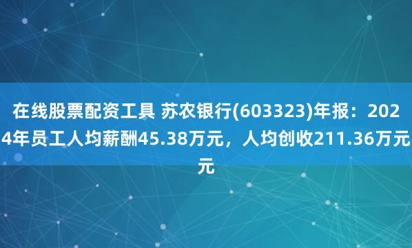 在线股票配资工具 苏农银行(603323)年报：2024年员工人均薪酬45.38万元，人均创收211.36万元