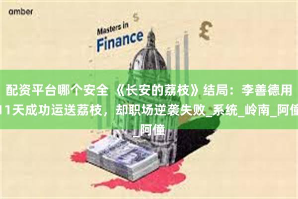 配资平台哪个安全 《长安的荔枝》结局：李善德用11天成功运送荔枝，却职场逆袭失败_系统_岭南_阿僮
