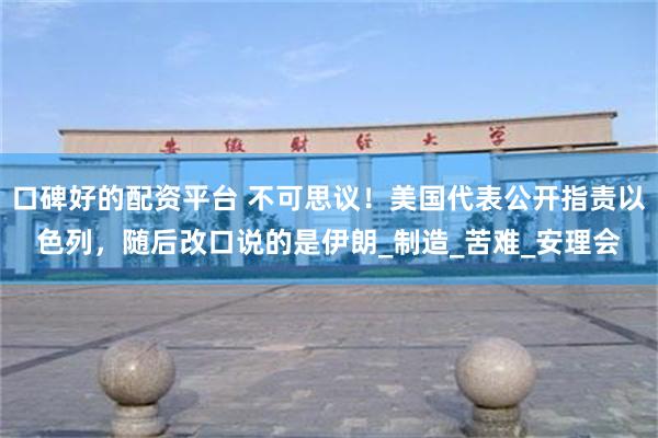 口碑好的配资平台 不可思议！美国代表公开指责以色列，随后改口说的是伊朗_制造_苦难_安理会
